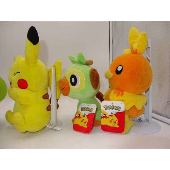 Pokemon Plush Toy Set Charmander Bulbasaur Pikachu Grookey Torchic 8" Official C - Picture 6 of 12